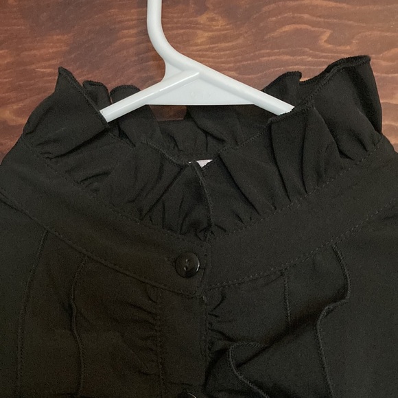 Black Ruffle Front Blouse - Picture 4 of 7